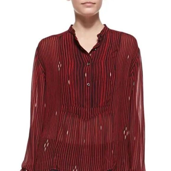 Isabel Marant Etoile Charley Midi Red Shirt Dress Striped Size 2 - Picture 1 of 12